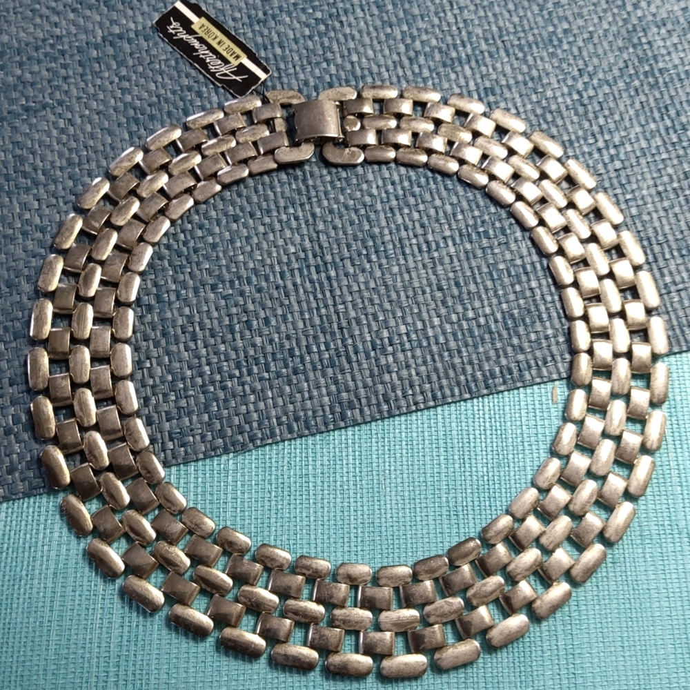 Stunning Vintage AFTERTHOUGHTS STATEMENT Necklace Chainmail Style